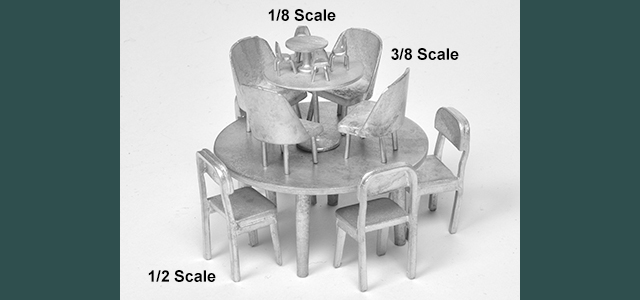 Scale Model Chairs and Tables by Microform Models, Inc.